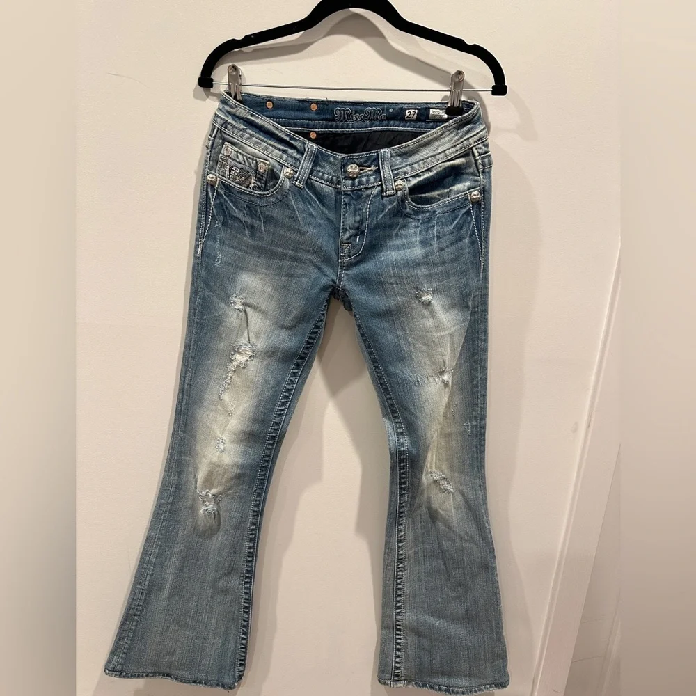 Miss Me Stylish Blue Distressed Women's Jeans - Picture 1 of 13